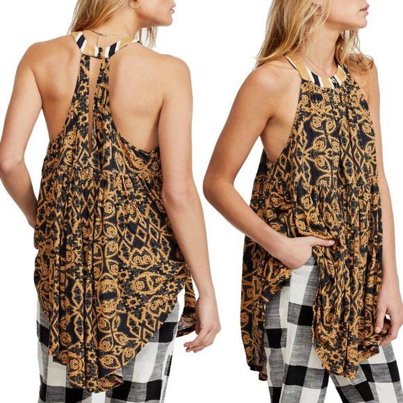 NEW Free People Mimi Halter Tunic Top Boho Black - Picture 4 of 8